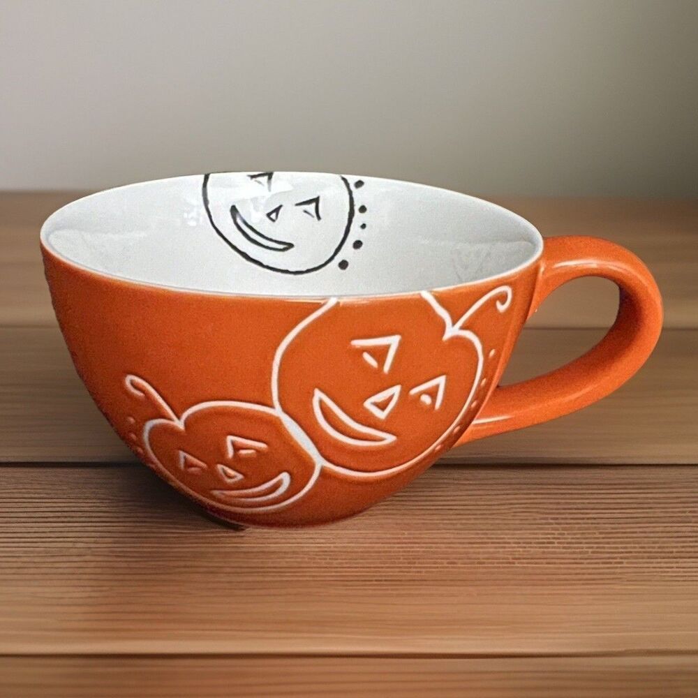 Starbucks Halloween Mug Jack O’ Lantern Orange Black Pumpkin Coffee Tea Cup 2007